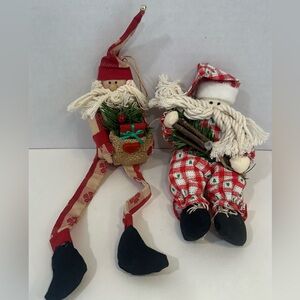 Vintage Cloth Santa Ornaments Set of 2 – Delton – Christmas Decor